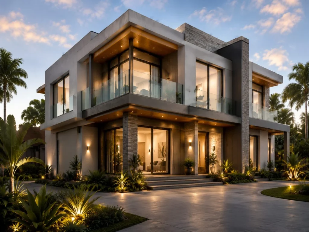 Modern residential home exterior designed and built by Rabah Builders in Chennai